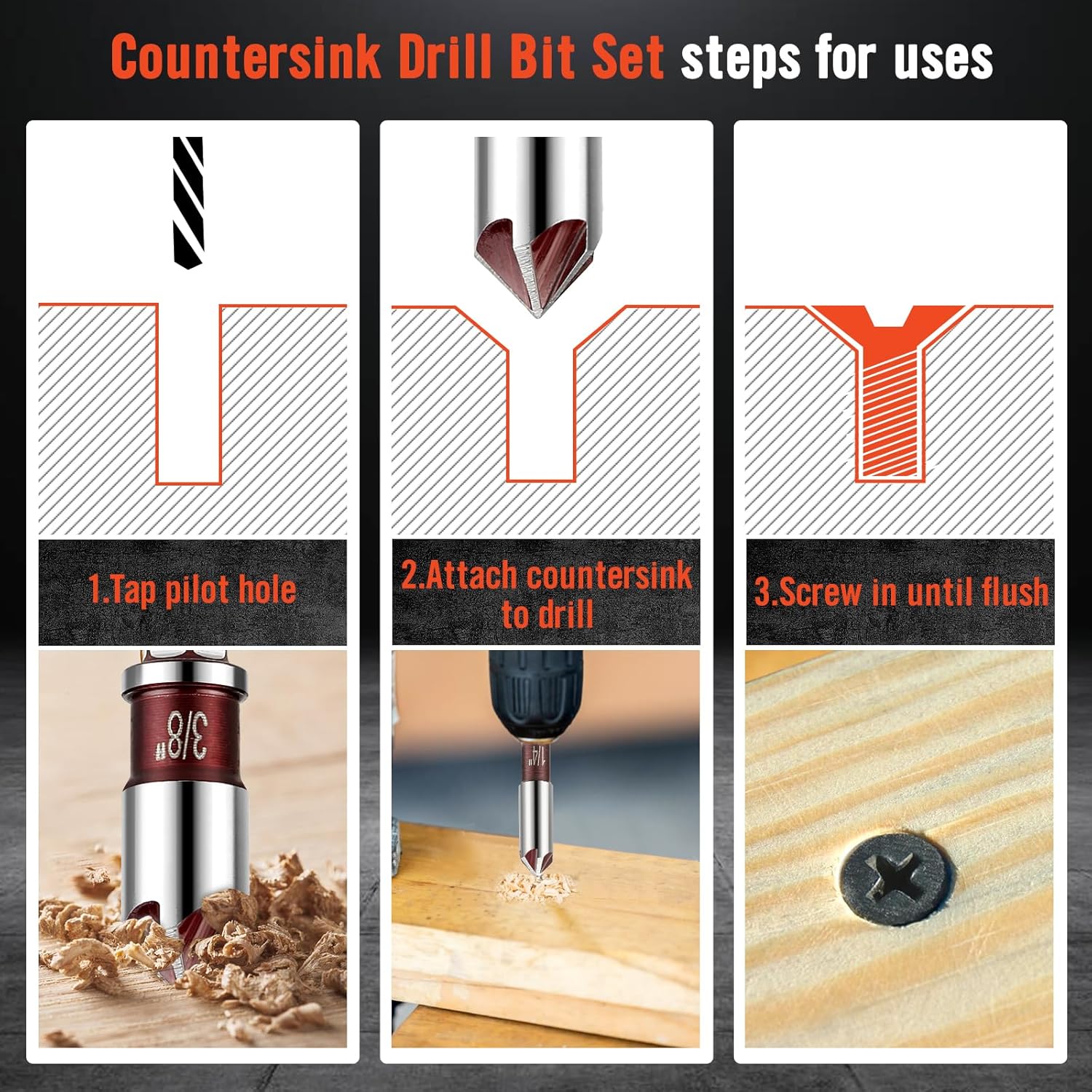 5Pcs Countersink Drill Bit Set - Drill Bit Set reseña y precio