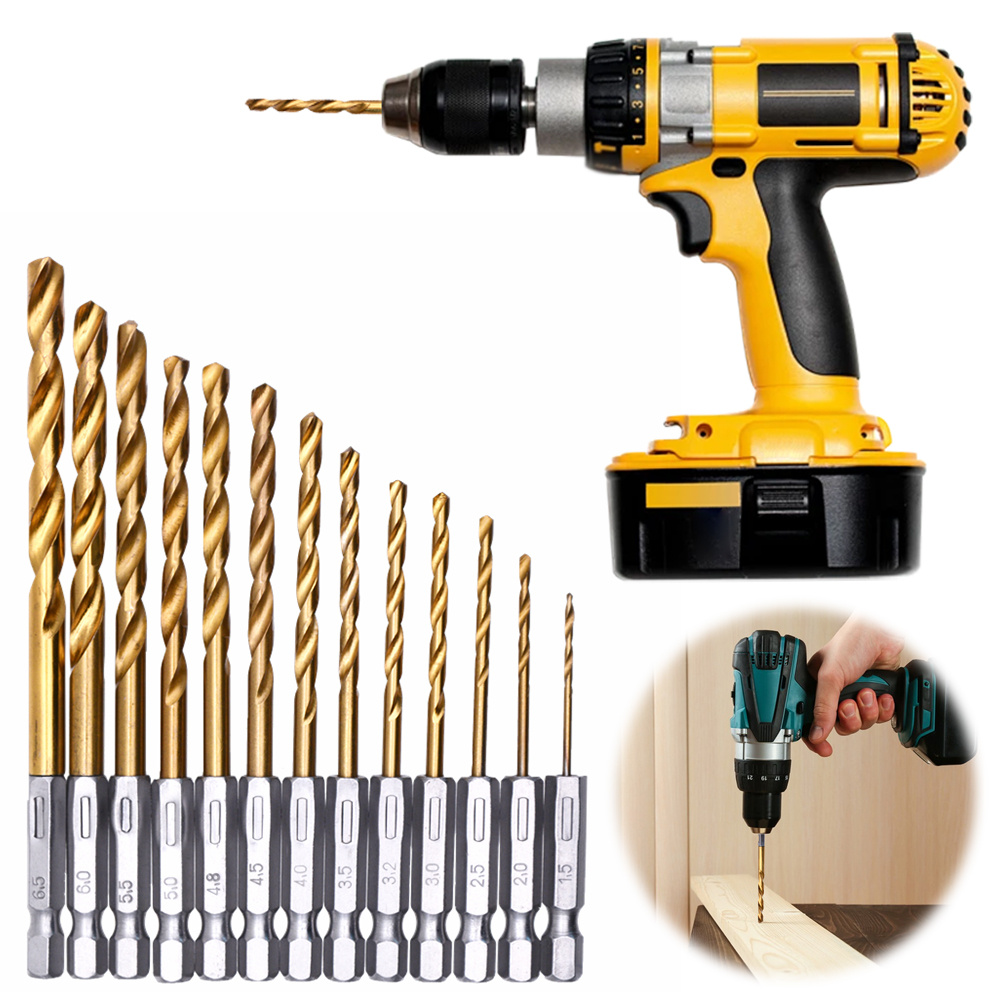 13pcs Titanium Coated Twist Dr - Drill Bit Set reseña y precio