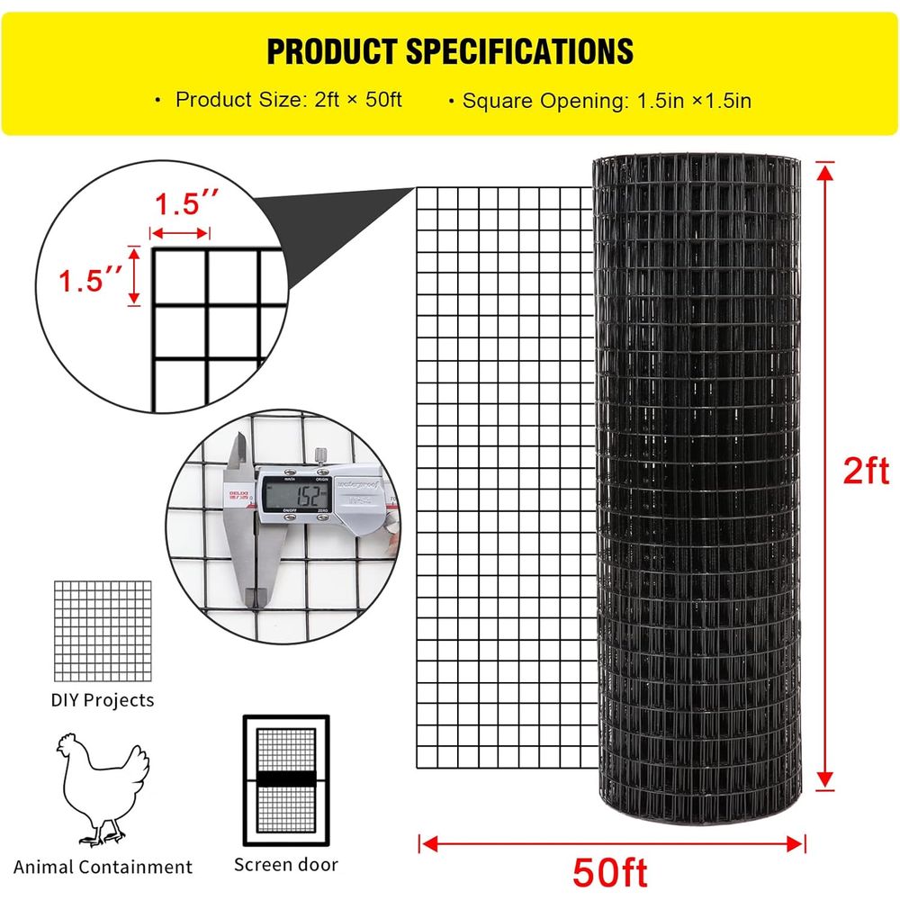24 x 50 1.5 16 Gauge Black Vin - Home Improvement Fence reseña y precio